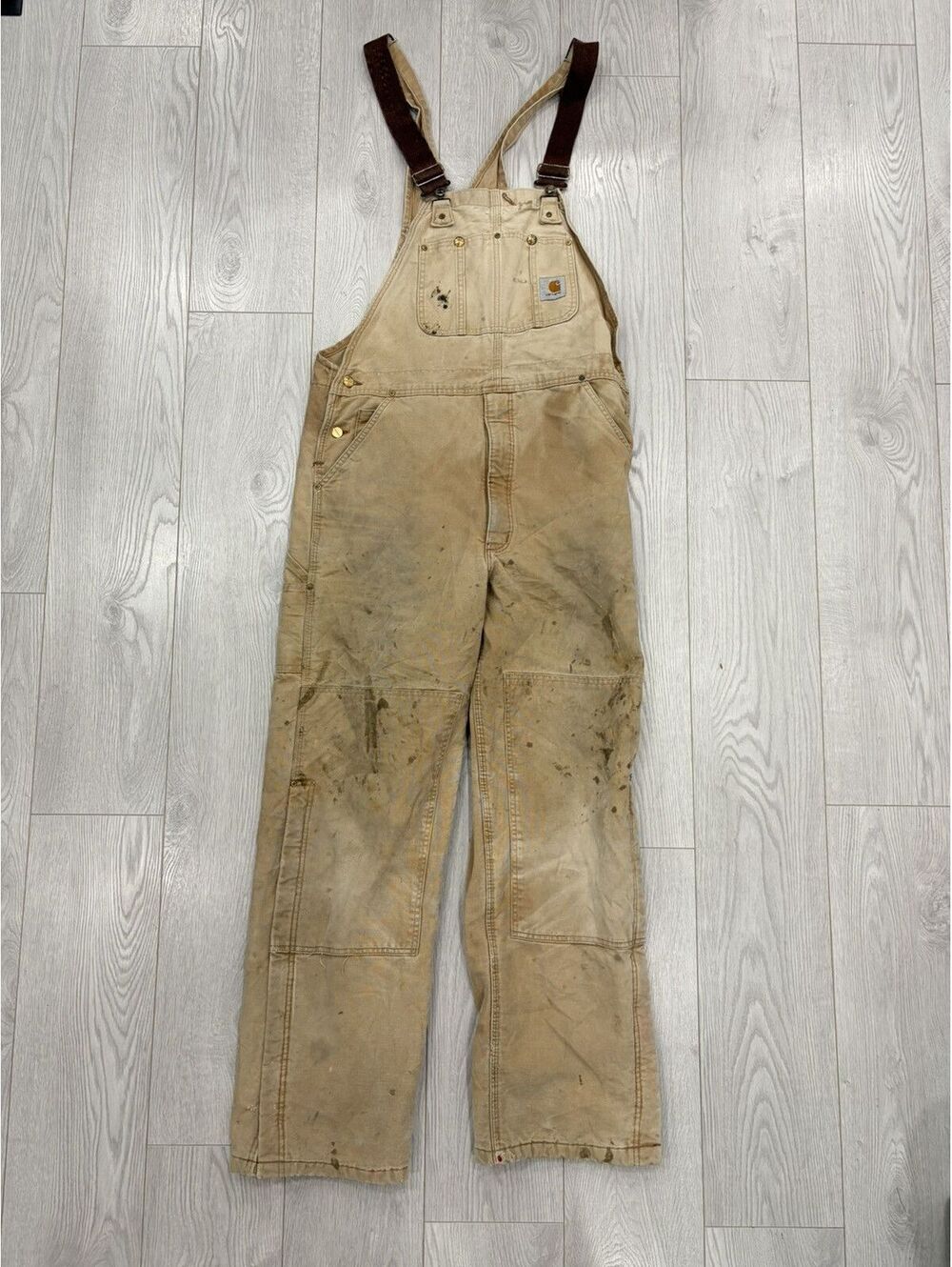 Vintage Carhartt Overalls sun faded workwear 38x34